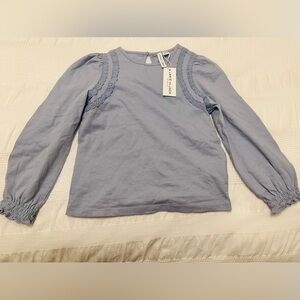 Janie and Jack | Light Blue Lace-Trim Long Sleeve Tee | size 6